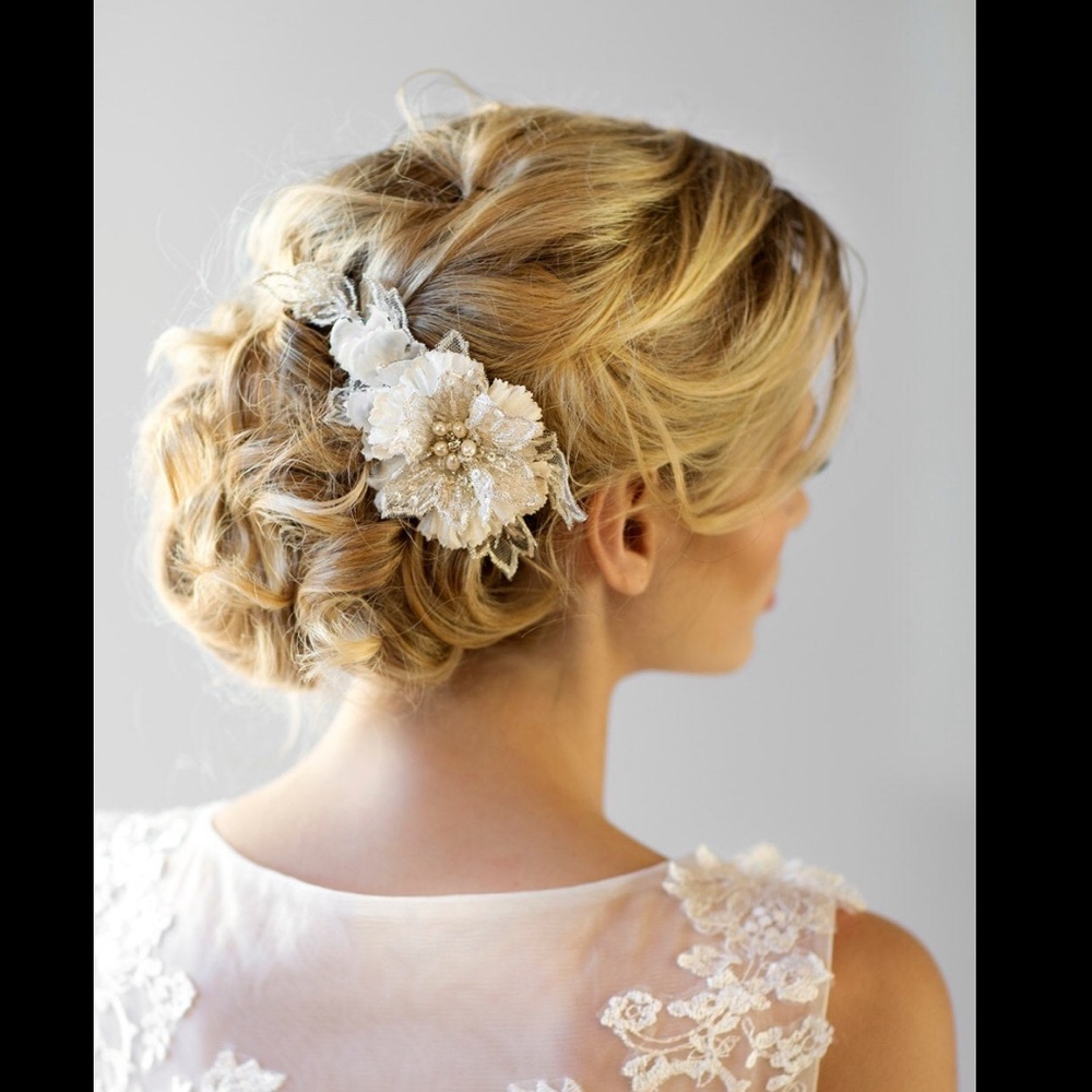 Wedding Hair Comb Hairpiece Flower Lace Hair Comb